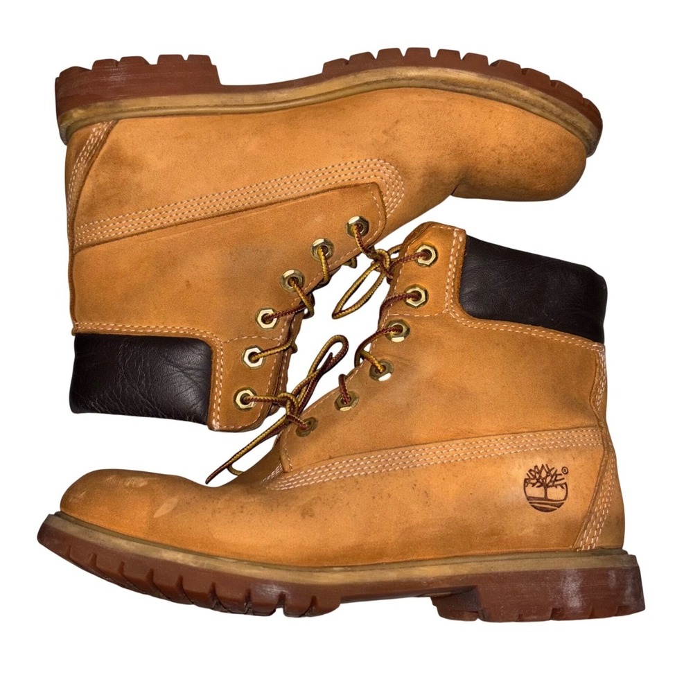 Timberland Mens Size 9 Premium Waterproof Boot Wheat Nubuck Leather 10061